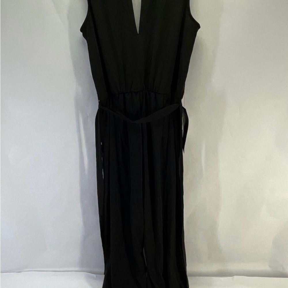 Bebe Black Ruched Plunge jump suit